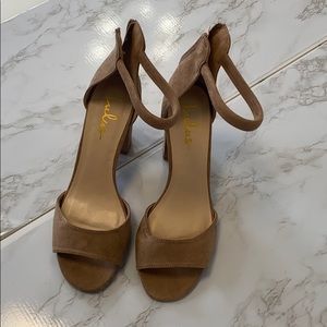 Lulu’s Nude Suede Ankle Strap Heels